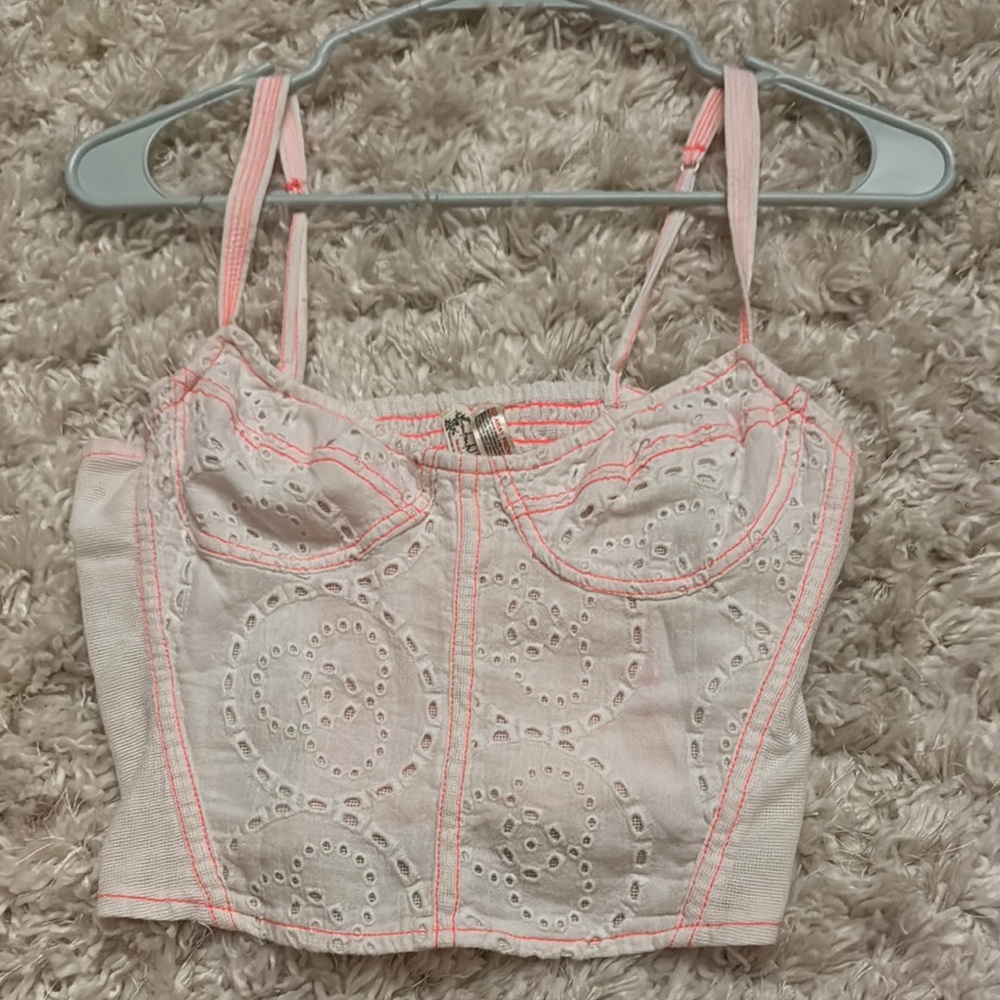 Free People: Pink Embroidered Women's Top